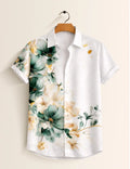 Green Side Flower Printed Men's Shirt - XPST